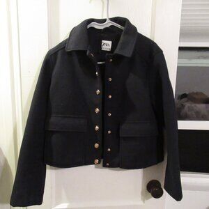 Zara Navy Blue Jacket Gold Buttons